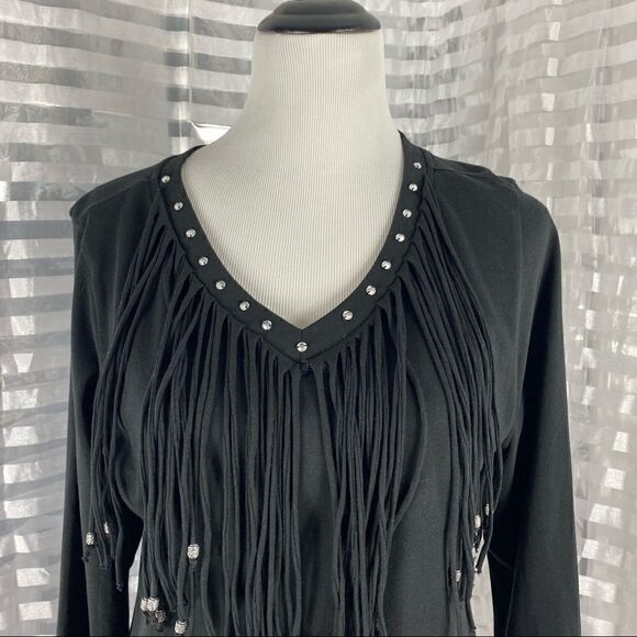 Back in the Saddle Black Beaded Fringe Top - Picture 3 of 7